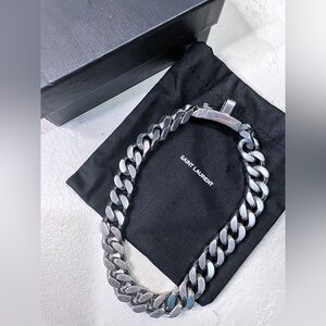 Saint Laurent 2 Ways Choker Chunky Cuban Chain Necklace